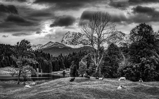 Geroldsee,by Garmisch-Patenkirchen,Bavaria ,Germany in September\non a cold day.