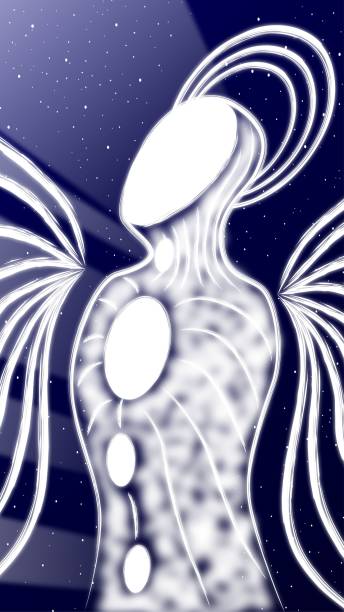 Angel of light in ethereal world in ethereal world hand drawn illustration