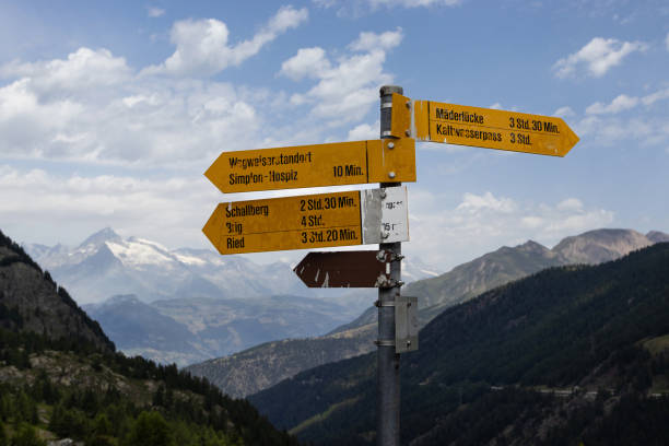 istock Walking trail  signs, Simplon Pass, Switzerland 1970318710