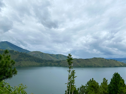 Cloudy Sky Against The Lake. Lake Toba taken from Sibea-bea hills, North Sumatra.