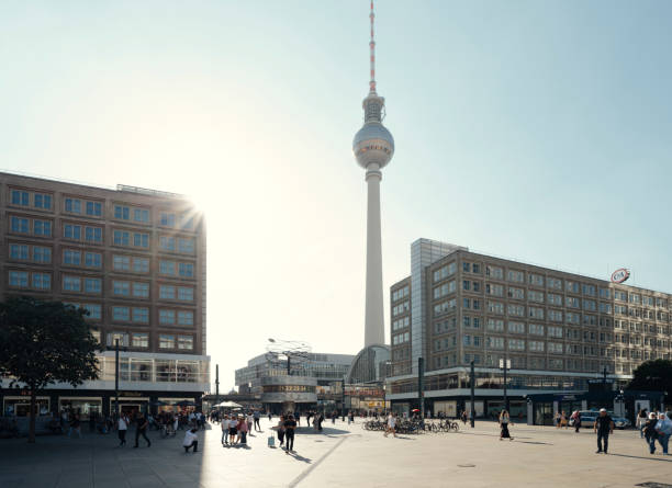 Alexanderplatz with television tower in  East side of Berlin Mitte district, Germany