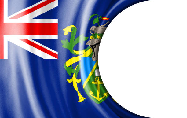 Abstract illustration, Pitcairn Islands flag with a semi-circular area White background for text or images.