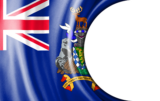 Abstract illustration, South Georgia and the South Sandwich Islands flag with a semi-circular area White background for text or images.