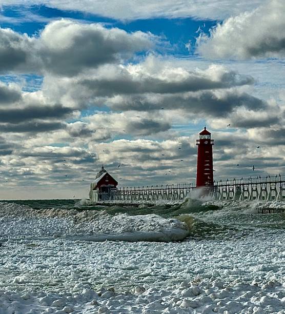 istock Grand Haven MI Lighthouses in Winter 1970357472
