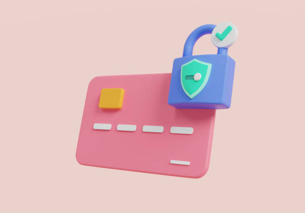 istock 3d icon render illustration of Credit card with padlock. Payment protection concept, secure credit card transaction, debit ,credit card, lock card, business finance, secure payment, online payment 1970368419
