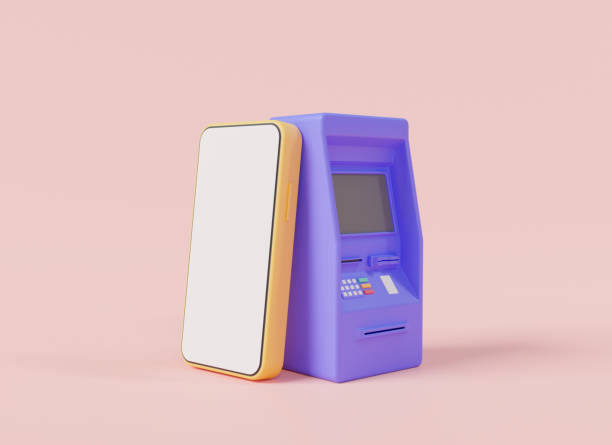 istock Mobile banking concept. ATM machine with mobile phone. money transfer, exchange transfer, saving money, Financial transaction, mobile payment, digital money. 3d icon minimal rendering illustration 1970368960