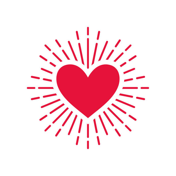 Heart Vector heart with rays. happy valentine day clip art stock illustrations