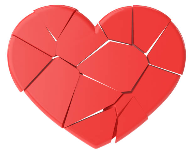 Broken heart. Heartbroken. lovelorn. 3D illustration.