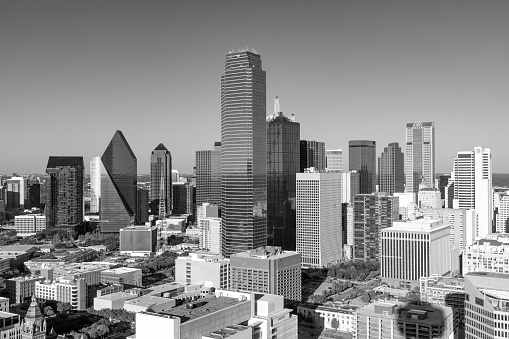 scenic skyline in late afternoon in Dallas without logos, Texas, USA