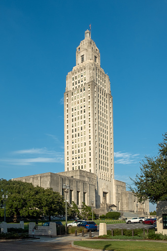Louisiana state capitol tower in Baton Rouge, USA