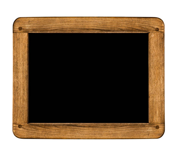 Historical slate board as it was used in school in the past (white background).