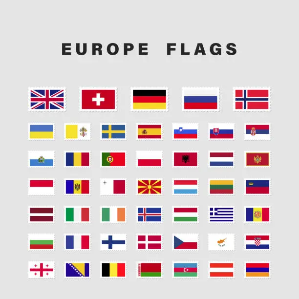 Vector illustration of Vector Set of Flat European Flags