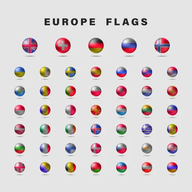 Vector illustration of Vector Set of Flat European Flags