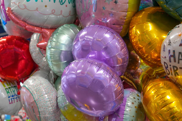 close up on birthday balloon as background