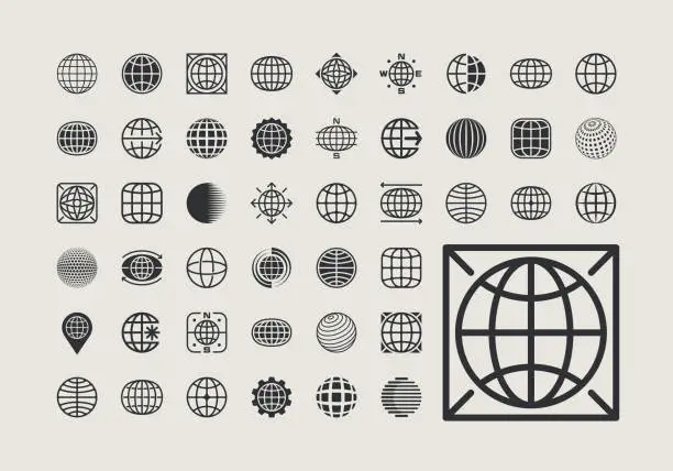 Vector illustration of Globe Icons Design Elements