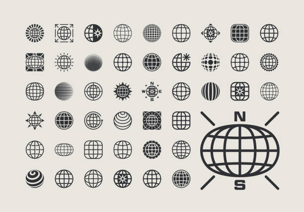 Globe Icons Design Elements vector art illustration