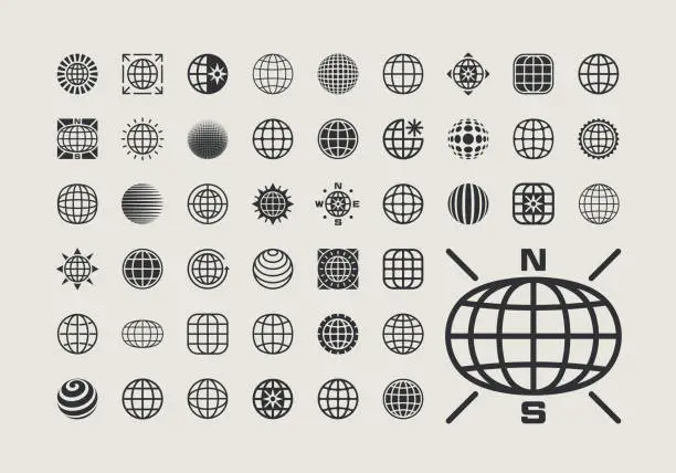 Vector illustration of Globe Icons Design Elements
