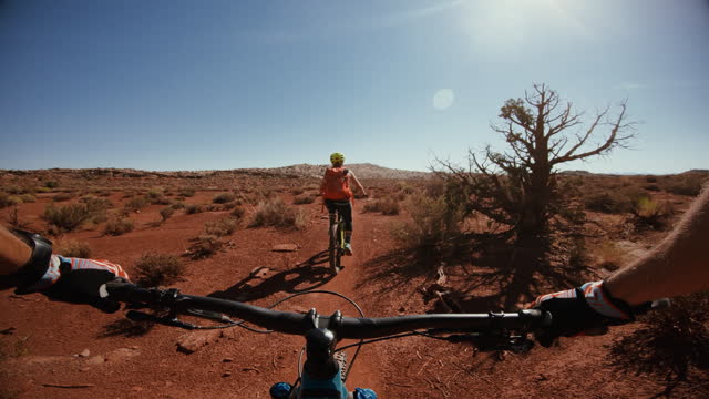 Point of view POV mountainbike in Moab, Utah