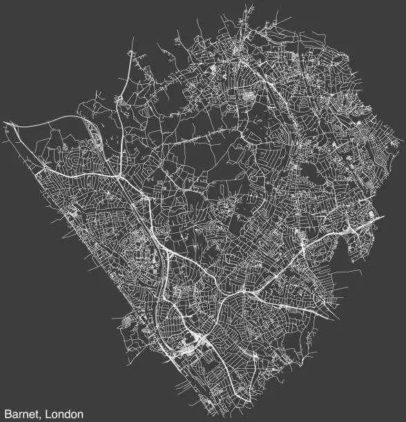 Vector illustration of Street roads map of the BOROUGH OF BARNET, LONDON