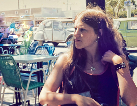 Beautiful young woman in the seventies on holiday in the French Riviera