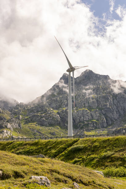 Wind turbine on a mountain pass in Switzerland, Gotthard pass