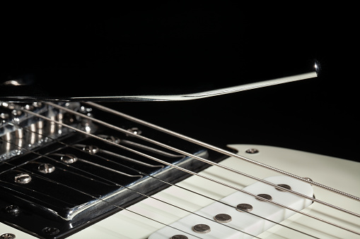 beautiful wooden guitar close up