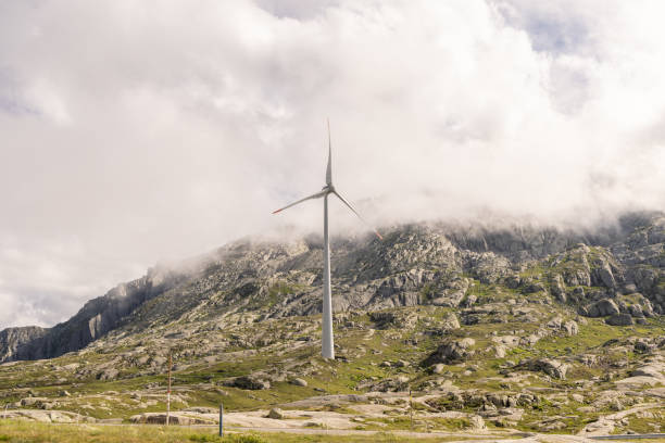 Wind turbine on a mountain pass in Switzerland, Gotthard pass