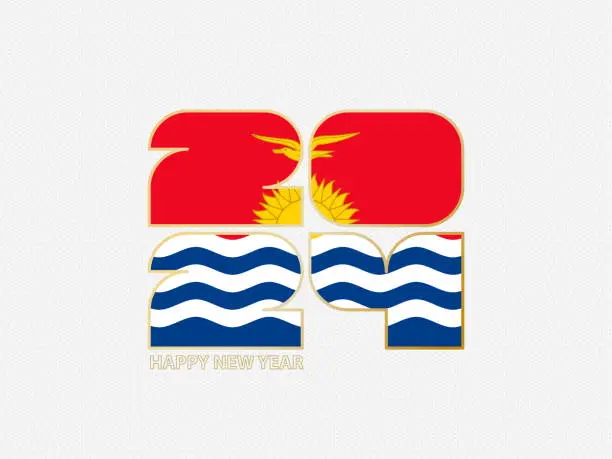 Vector illustration of Abstract numbers 2024 with flag of Kiribati.