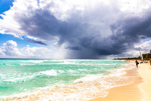 Naples beach panorama, a storm is coming in