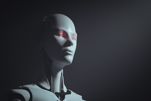 Portrait of a futuristic female cyborg.