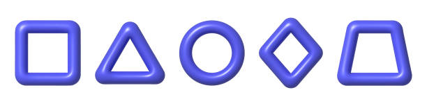 istock Set of 3d outline purple geometric shapes for web design. 3d realistic design element. 1970631600