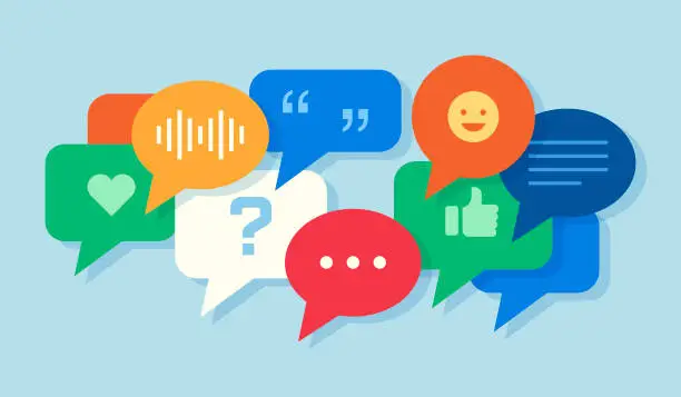 Vector illustration of Speech Bubbles Talking Chatting Discussing Concept