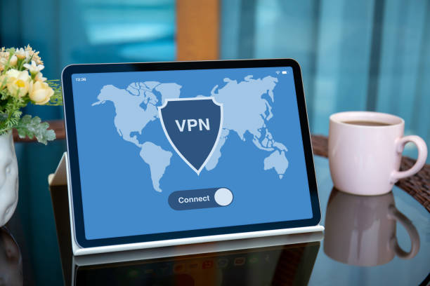 istock computer tablet with app vpn on screen in blue cafe 1970634790