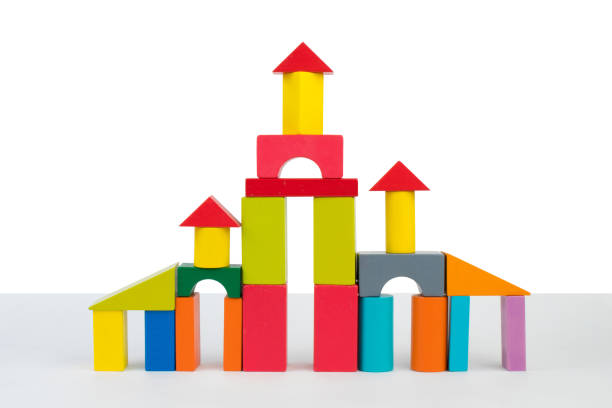 istock Palace from blocks of children's constructor on a white background. 1970676939