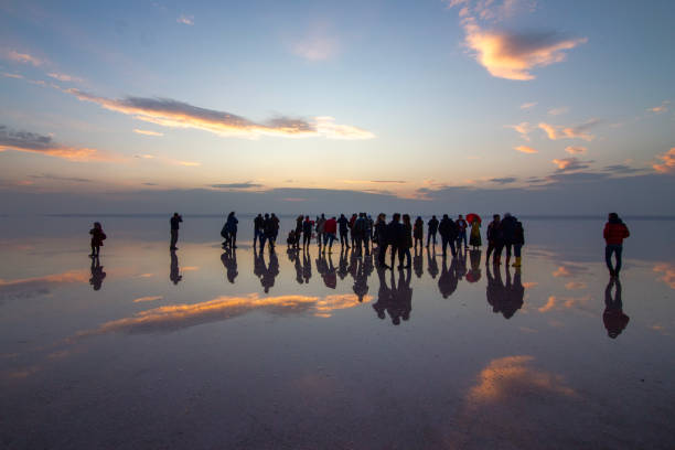 Salt Lake and Photographers taking photos in the salt lake and their reflection