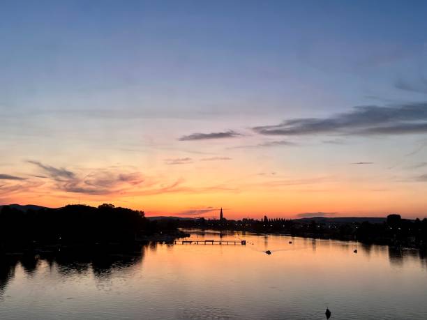 A Beautiful sunset over a serene river: Vienna, Austria