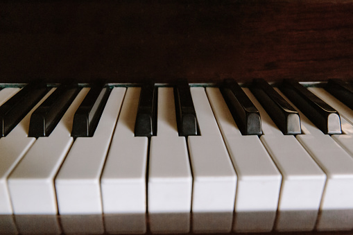 Piano keys close up image