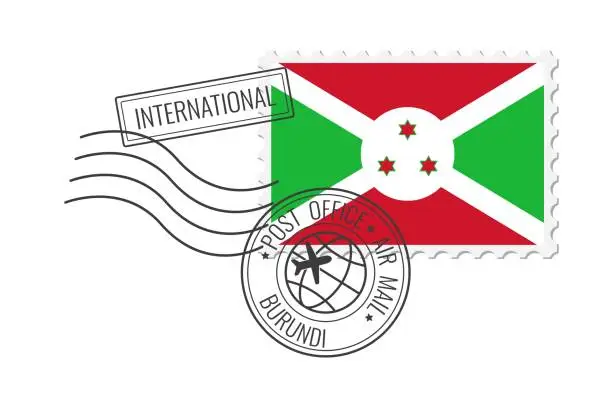 Vector illustration of Burundi postage stamp. Postcard vector illustration with Burundi national flag isolated on white background.