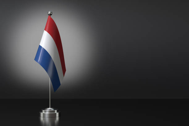 istock Small National Flag of the Netherlands on a Black Background. 3d Rendering 1970838924