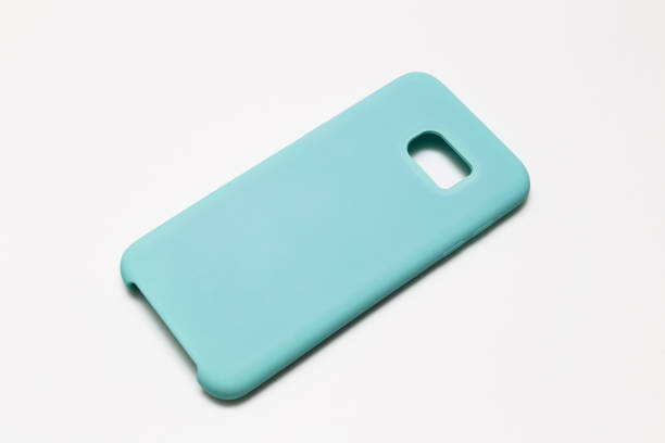 istock Beautiful soft pastel mint color mobile phone case isolated on white background 1970889824