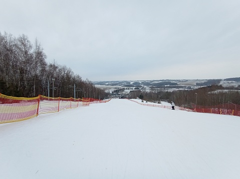 empty ski slope during the winter time