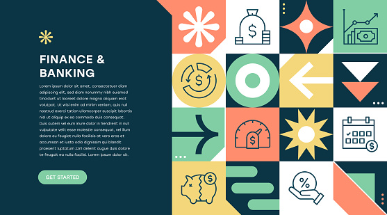 Finance and Banking Geometric Pattern Web Banner