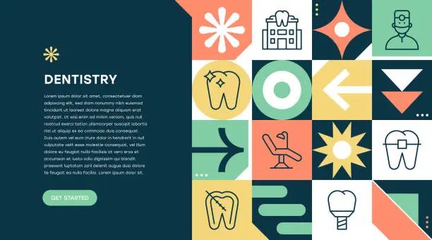 Vector illustration of Dentistry Geometric Pattern Web Banner