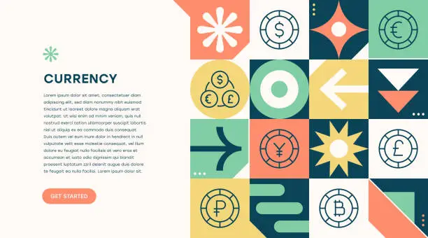 Vector illustration of Currency Geometric Pattern Web Banner