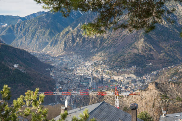 istock Engolasters Andorra . Andorra la Vella from above, panoramic view with the Pyrenees mountains. 1970938353