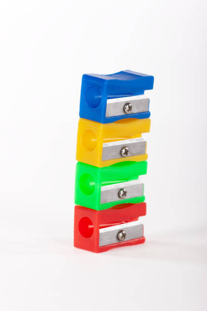 istock group of  colorful pencil sharpener, with metal blades, isolated on white, design elements 1970954562