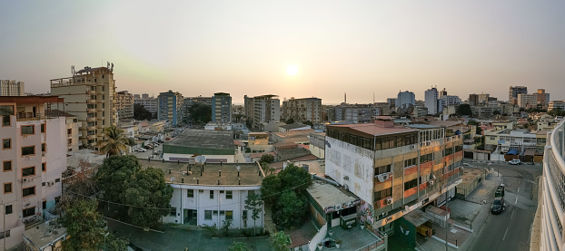 Panoramic view at the Maianga and Alvalade boroughs, on center at the Luanda city, general architecture urban buildings and skyscrapers