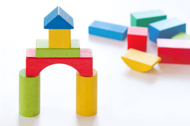 Colorful wooden building set for children