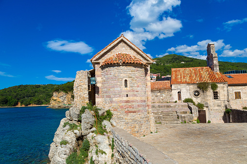 Santa Maria in Punta Church in Budva in a beautiful summer day, Montenegro