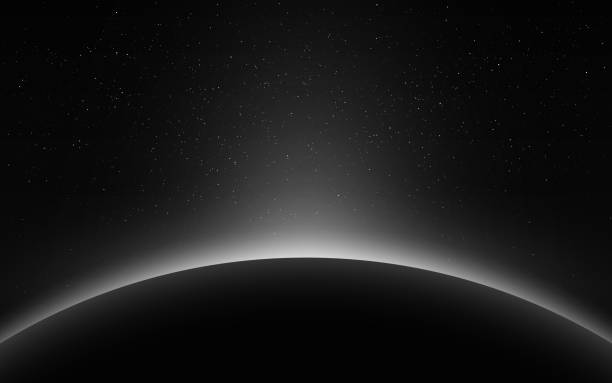 ilustrații de stoc cu răsărit de soare pământ. eclipsa cosmosului. soarele răsare peste planetă. răsărit spațial cu fascicule strălucitoare. inel solar cu lumină solară și stele. orizontul pământului. ilustrare vectorială - orizont